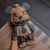 Building Block Bear Doll Leather Handmade Car Keychain Bag Pendant Personalized Niche Trendy Brand with Gift Keychain
