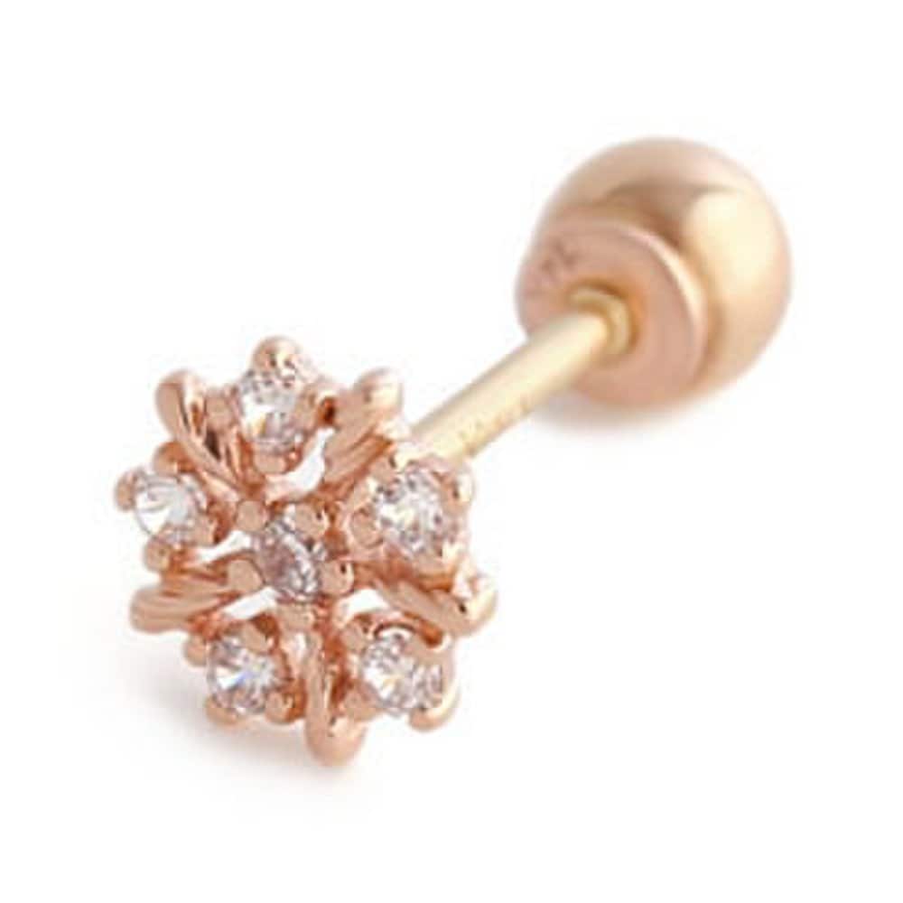 [Bnbgold] 14K/18K Snowflake Star Cubic Piercing Earrings, One Side Pne23623