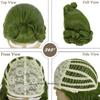 Cosplay Outfit Wigs Synthetic Hair Short Curly Green Wig with White Eyebrows for Men Chocolate Factory Costume Halloween Party