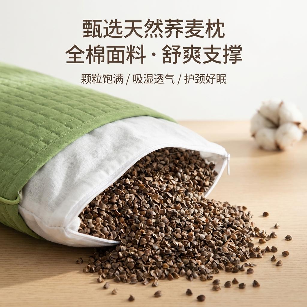 Buckwheat Pillow Full Buckwheat Shell Pillow Core Hard Pillow Single Adult Buckwheat Leather Low Pillow Neck Protection Pillow
