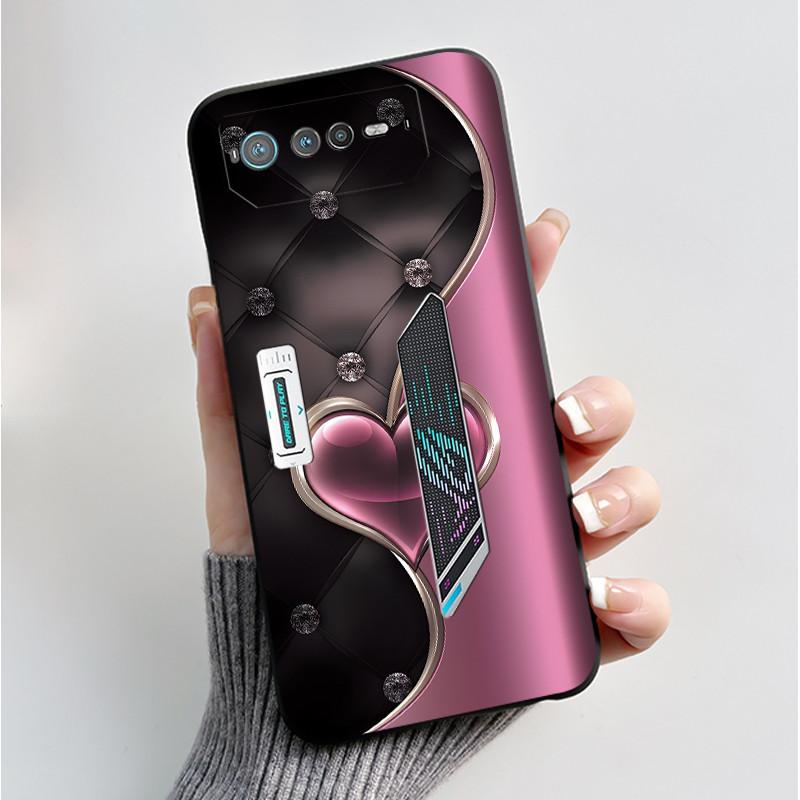 For Asus ROG 6 Case For ROG Phone 6 Pro / 6D Fashion Butterfly Flowers Bumper Soft Black Silicone Cover For Asus ROG6 ROG6D Case