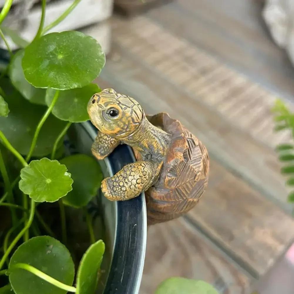 1/2Pcs Small Turtle Resin Crafts for Garden Flower Pot Decoration Creative Fish Tank Ornaments Home Balcony Decor