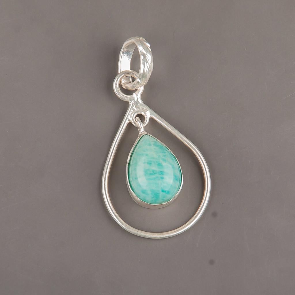 Амазонит Драгоценный Камень 925 Стерлинговое Серебро Ювелирные Изделия Для Женщин Подвеска Ручной Работы 1.60" PP-3-24