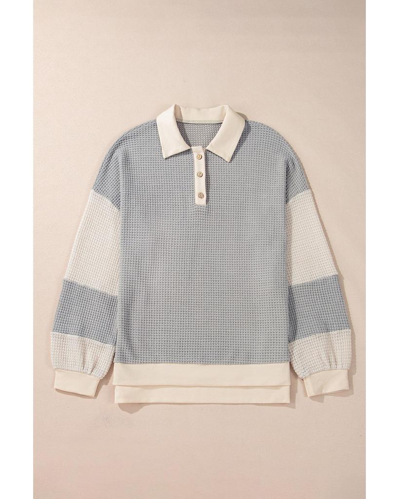 Azura Exchange Текстурированный топ-хенли цвета хаки с цветными блоками и воротником