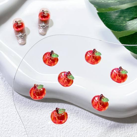 50Pcs Mini Simulation Red Fruit Decoration Miniature Fruit Resin Figurine Statue Ornament DIY Crafts Nail Art Charm Dollhouse Accessories