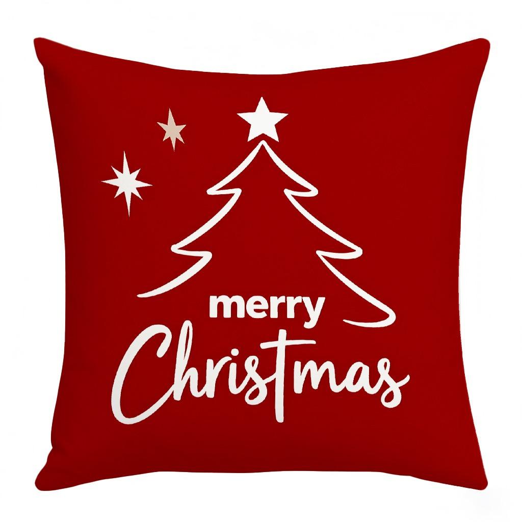 Christmas Red and White Patterned Throw Pillow Cushions Polyester Pillowcase, Sofa Decorative Cushion Cov Headboard Pillow