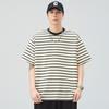 Полосатая футболка Мужская Летняя Новинка Футболка с коротким рукавом и круглым вырезом Свободная Пятиточечный рукав Японский Ретро