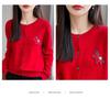 Andy Women's Cozy Cashmere Sweater Coat - Round Neck, Long Sleeve, New Year Horse Design, Age-Reducing Cardigan.