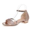 Fashion Women's Shoes 2024 Hot Sale One-word Buckle Women's Sandals Summer Solid Sequins Open Toe Low-heeled Sweet Daily Sandals Women