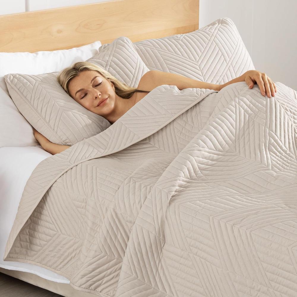 Эксклюзивный набор постельного белья Ultrasonic King Quilt, Легкие покрывала цвета березового бежа, Мягкий современный геометрический набор покрывал для Al