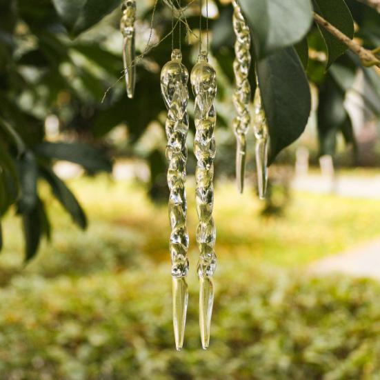 12 Pcs Acrylic Icicles Christmas Ornaments Clear Crystal Icicle Christmas Tree Hanging Decorations for Xmas New Year Holiday Wedding Party Decor