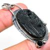Natural Black Tourmaline, Spinel Gemstone 925 Sterling Silver Pendant 2.29" U8E96