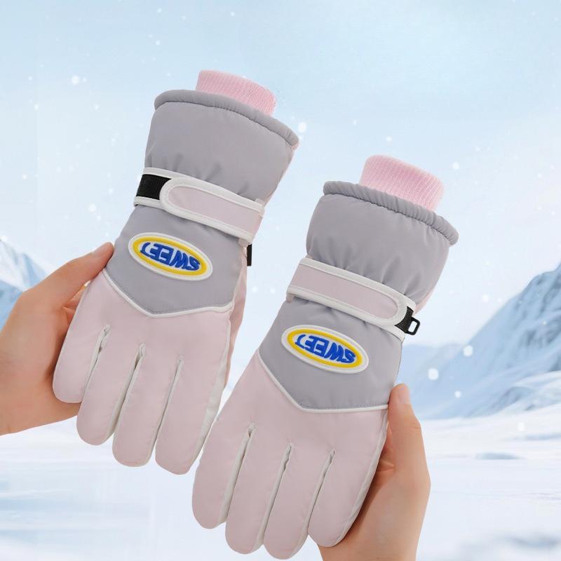 Ski Gloves Women's Winter Warm Fleece Thickened Windproof, Cold-proof and Water-proof Touch Screen Outdoor Tram Riding Gloves