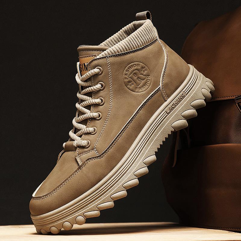 New Fashion Autumn And Winter Men's High Top Martin Boots Students Male Boys Trending Soft Sole Work Shoes Labor Protection Martin Sneakers