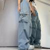 Женские брюки-карго, винтажные модные однотонные брюки с высокой талией и широкими брюками на шнуровке, уличная одежда в стиле хип-хоп, мешковатые технические брюки для бега, большие размеры