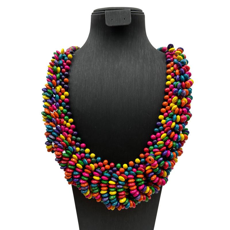 Creative Colored Wooden Bead Woven Necklace Neck Accessories For Men And Women
