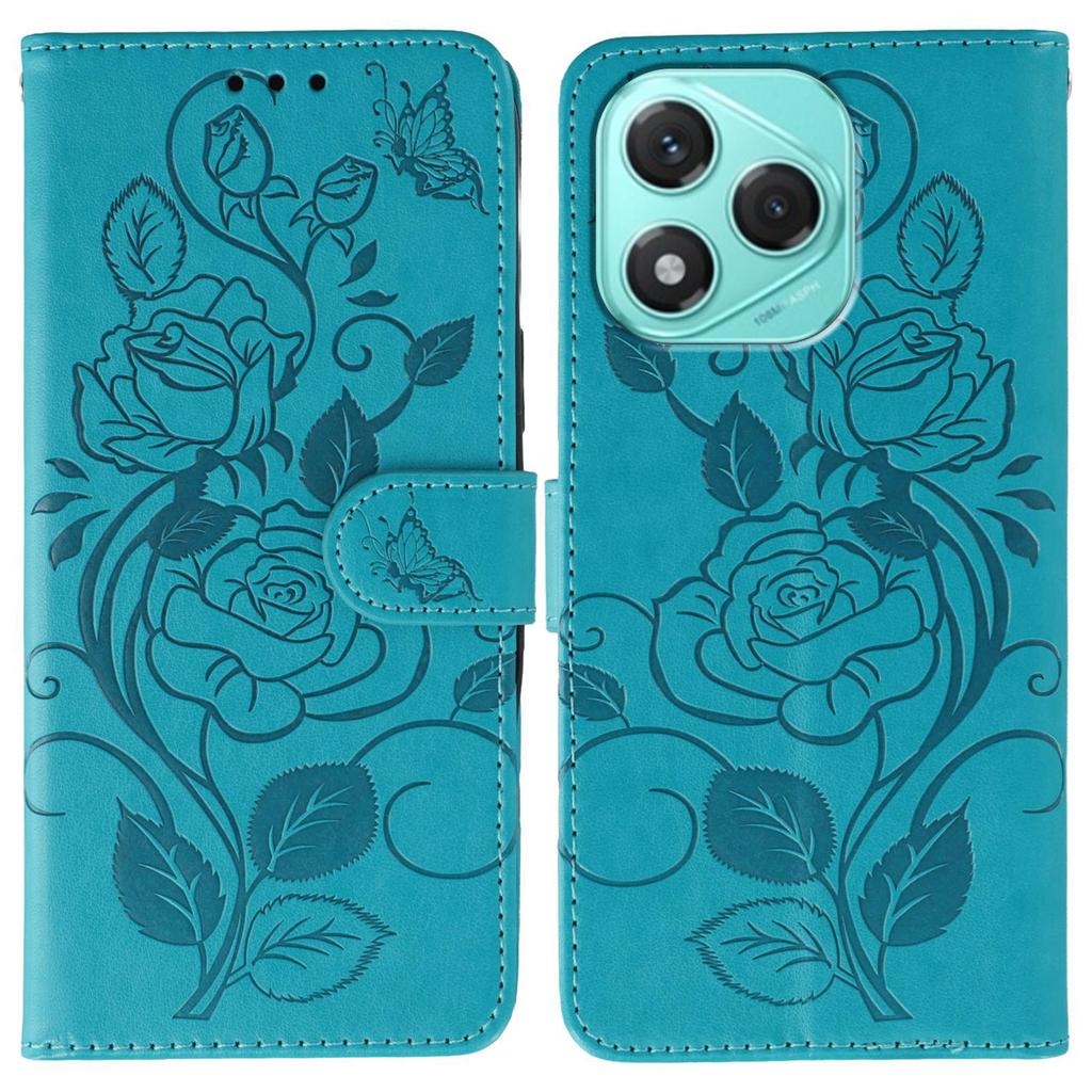 For Honor 400 Lite Case Wallet Stand Imprinted Rose Butterfly PU Leather Phone Cover