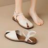 Flat Bottom Retro Bag Head Sandals Women's Summer New Soft Bottom One-word Buckle Sandals