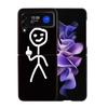 Funny Cute Cartoon Matchman Phone Case For Samsung Z Flip 7 6 5G Galaxy Z Flip4 Z Flip5 Z Flip3 Coque Black Hard PC Shell Protec