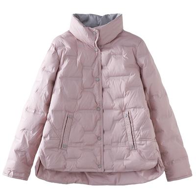 Женское зимнее пальто с воротником-стойкой и длинным рукавом, однотонное, однобортное, свободного покроя, с карманами, белое, на утином пуху