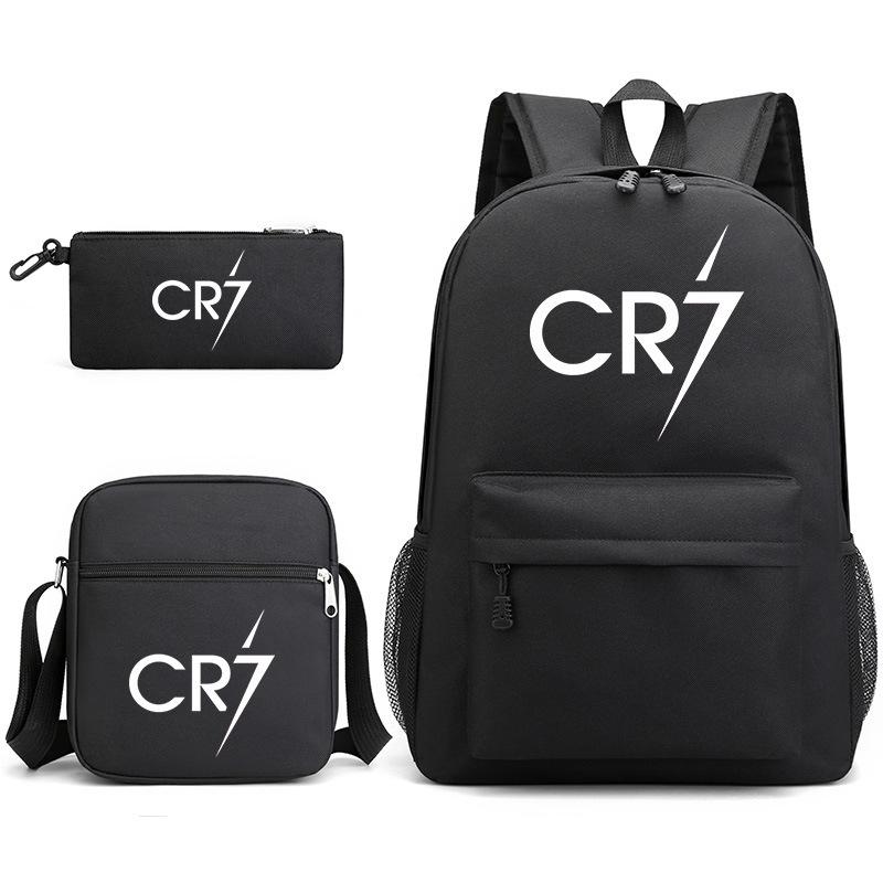 C Ronaldo student bag + small shoulder bag + pencil case three-piece backpack