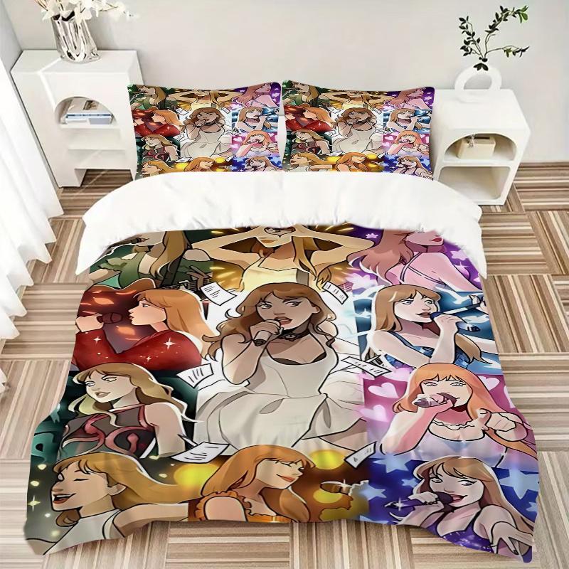 3pcs Anime Cartoon Design Comforter Set with One Quilt Cover and Two Pillowcases (No Core) - Festive Gift for Bedroom and Guest Room Decoration.F031