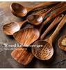 7pcs/set Teak Natural Wood Tableware Spoon Colander Spoon Special Nano Soup Skimmer Cooking Spoon Wooden Kitchen Tool Kit