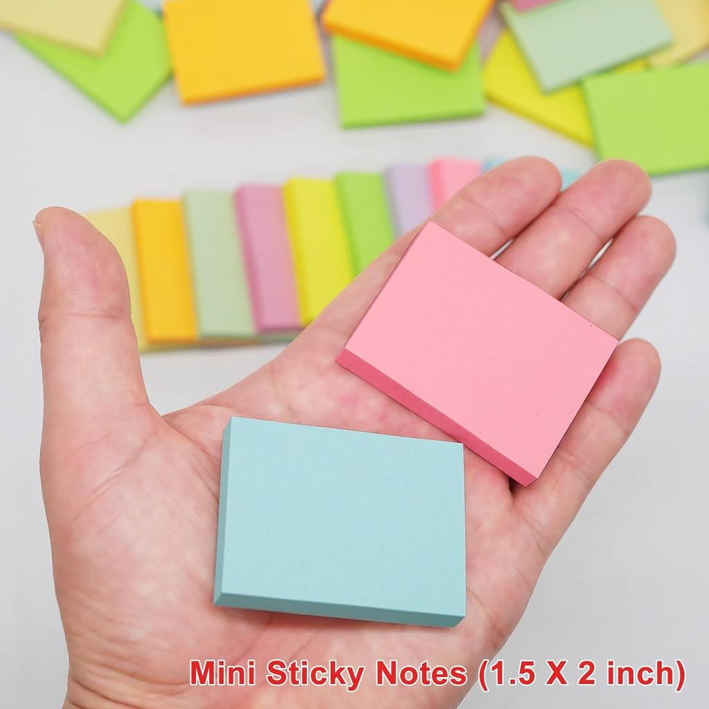 36 Pack Sticky Notes 1.5x2 in Post, 2160 Sheets Post Small Self Sticky Notes Pad Its, 9 Pastel Color Mini Sticky Notes for Office, Home, School,