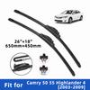Wiper Blades for Camry 50 55 Highlander 4 2003-2009 Front Double Rubber Strip Wiper Blade Windshield Brushes Windscreen Window Accessories