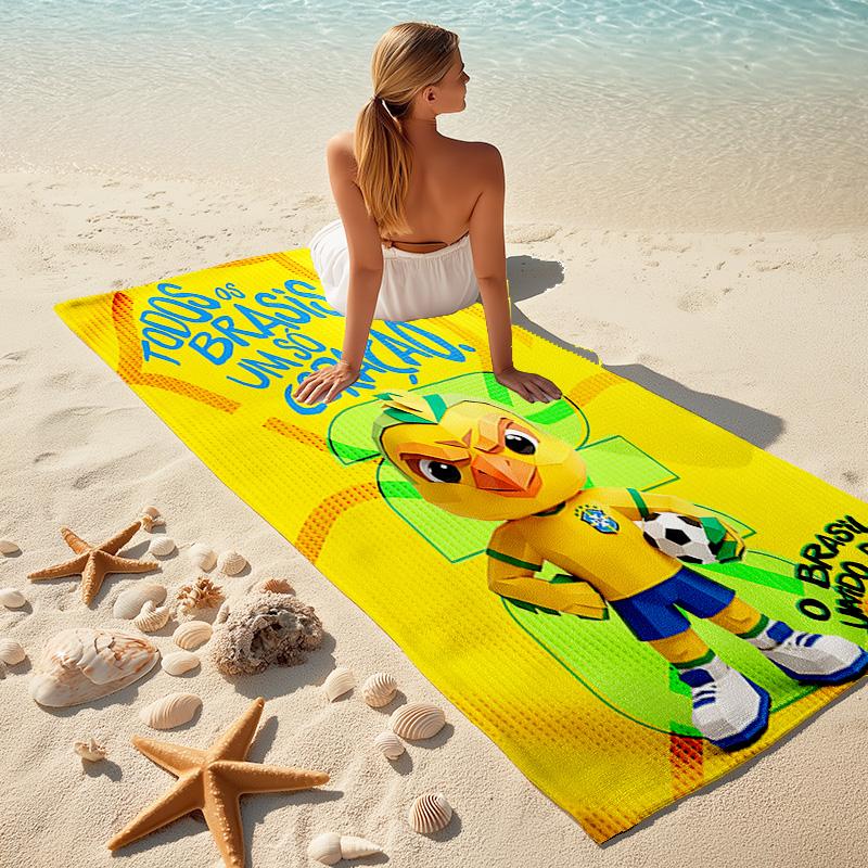 1pc Brazilian Unity Mascot Cartoon Quick Dry Microfiber Bath Towel for Swimming Surfing Camping Unisex Holiday. SJT7201115