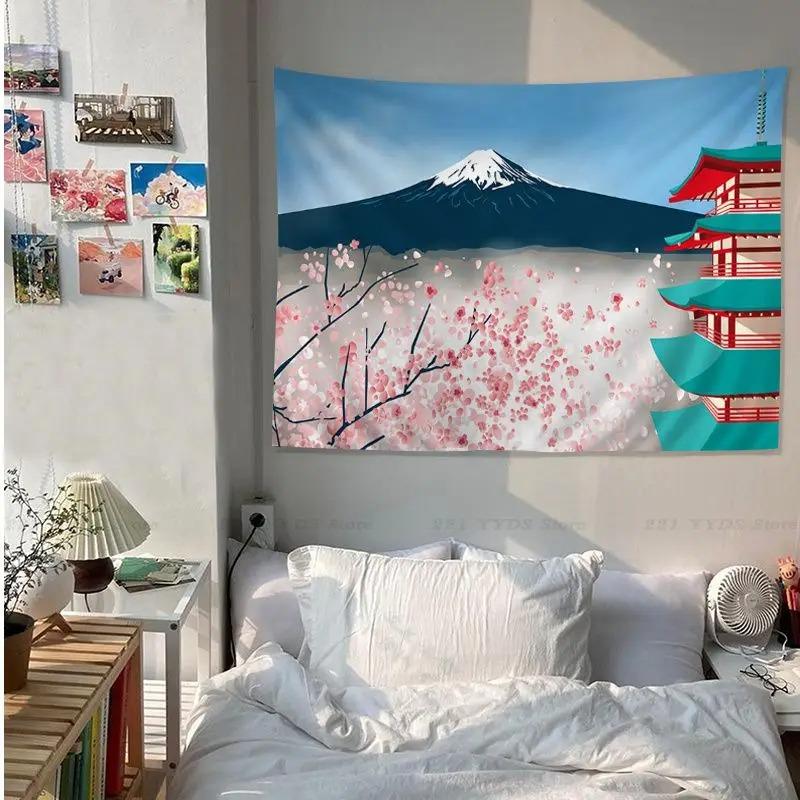 Гобелен для офиса, гостиной, аниме-цветок, цветущая вишня, гобелен для украшения стен дома