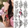 Realistic Black Mamba Snake Rose Temporary Tattoo For Girl Women Adults Peony Flower Tattoos Sticker Glory Rose Tatoos Decor