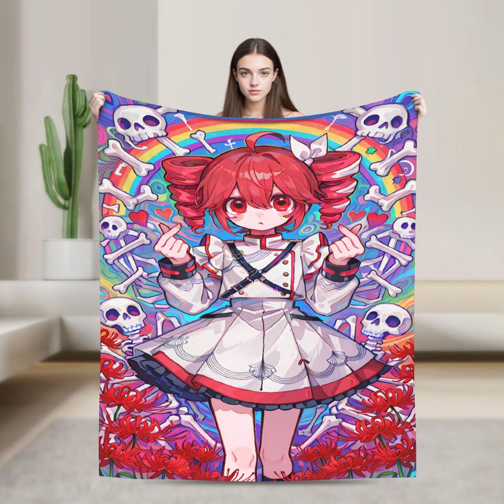 Soft Blanket Camping Teto Kasane Chibi Cartoon Anime Throw Blanket Flannel Bedspread For Home Decor Aesthetic Sofa Bed Cover