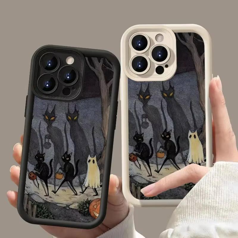 Темный Забавный Монстр Кот Лиса Креативный Чехол для Телефона Для iPhone 17 16 15 14 13 11 12 Pro Max 7 8 Plus X XS XR Ударопрочная Задняя Крышка