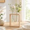 Wooden Hydroponic Flower Vase Home Decoration Flower Holder Glass Tube Vase  Living Room
