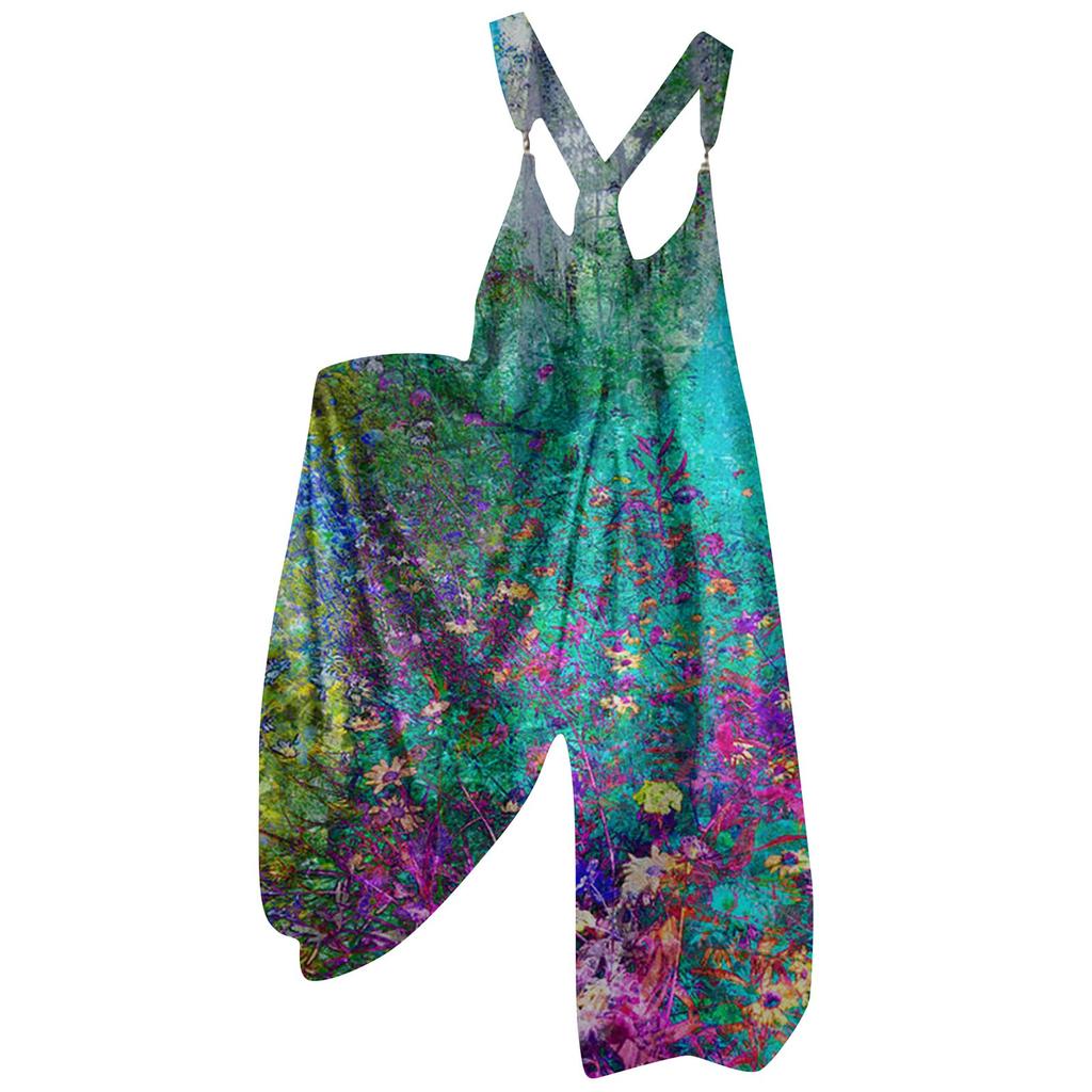 Женский модный летний милый свободный повседневный комбинезон с принтом в стиле ретро и ремешками