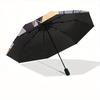 We Bare Bears Friends Automatic Folding Umbrella, Self-Opening/ Closing, Durable Windproof Travel Umbrella for Outdoor Adventures a0826082