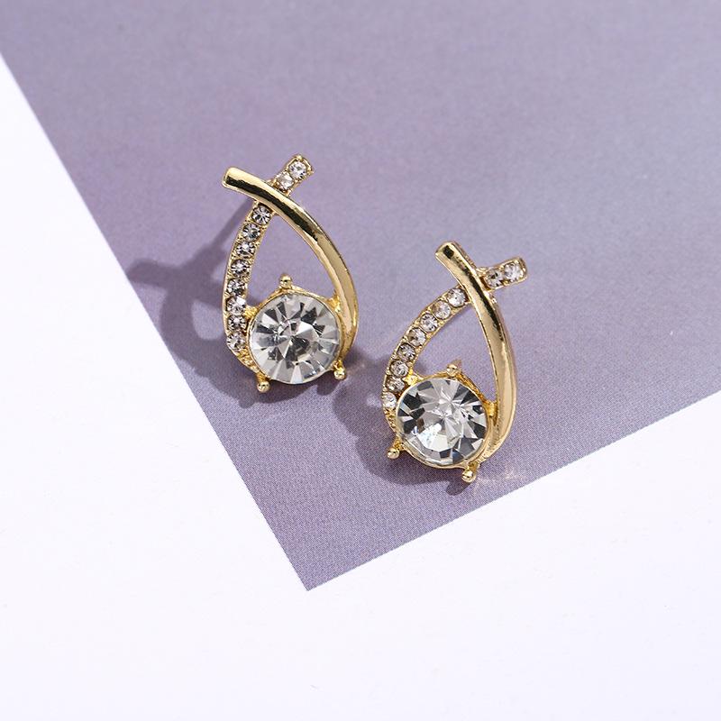 Серьги-гвоздики с крестиком из стерлингового серебра S925 с корейским бриллиантом - Элегантный высококачественный дизайн для женщин