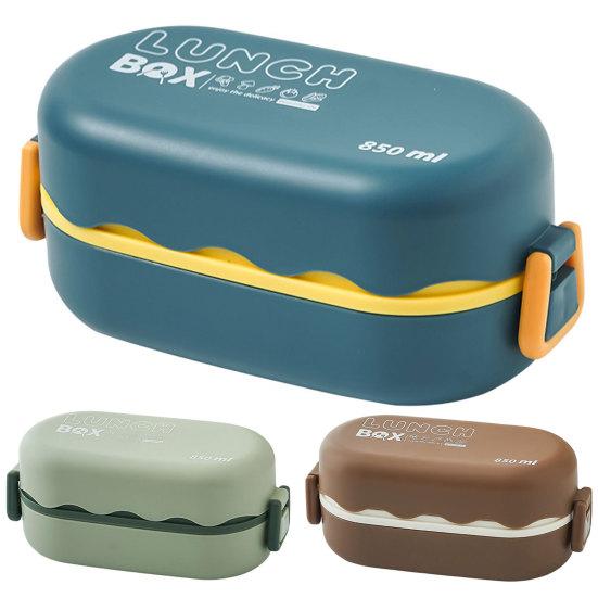 Bento Box водонепроницаемый, хорошо герметизирующий, двухслойный, большой емкости, многофункциональный школьный детский обеденный контейнер с ложкой для ежедневного использования