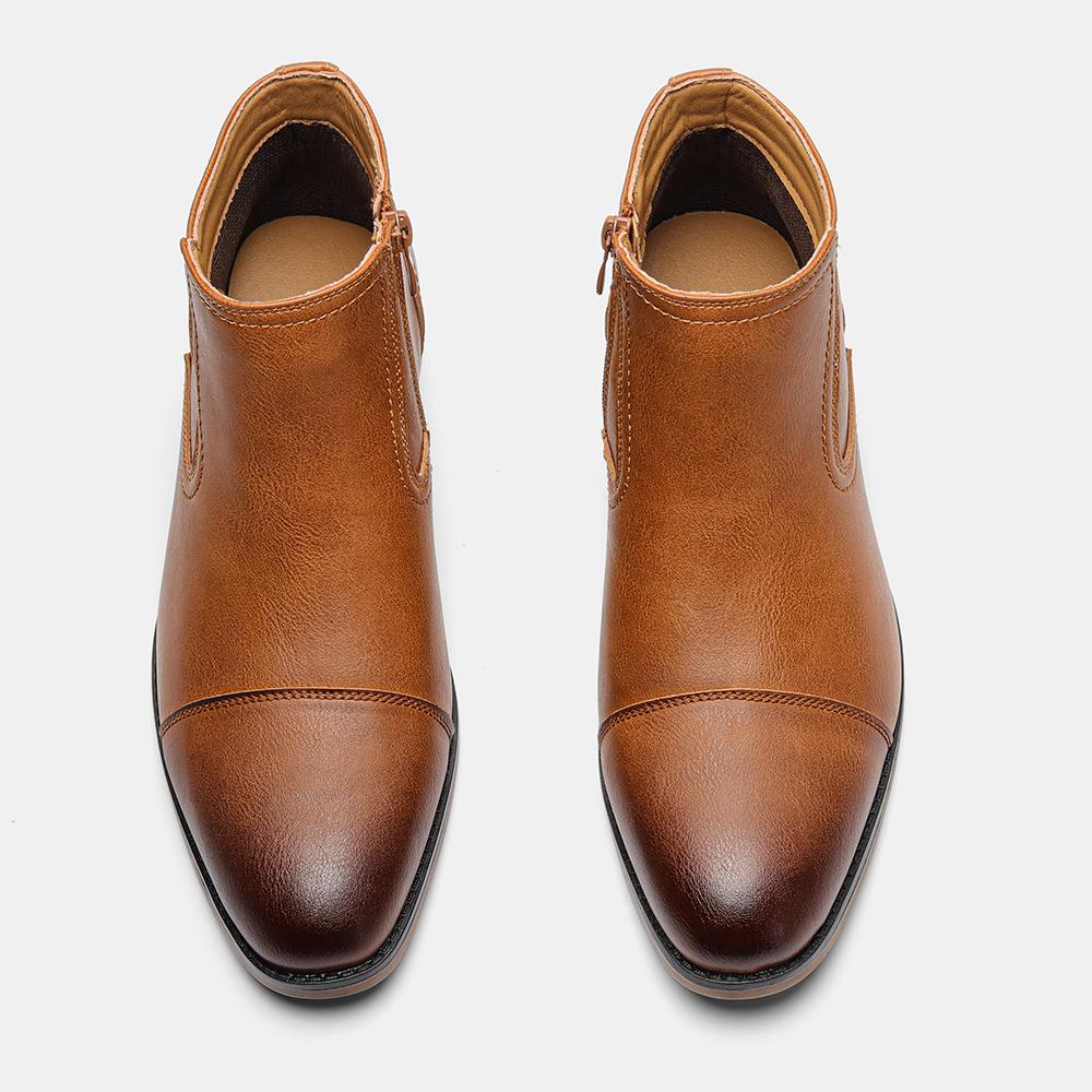 Мужские кожаные ботинки 39-48, повседневные ботинки с боковой молнией для улицы, модные мужские ботинки 2023 года # KD862