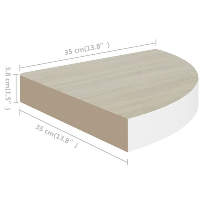 VidaXL Étagères d'angle murales 4 pcs Chêne et blanc 35x35x3,8 cm MDF