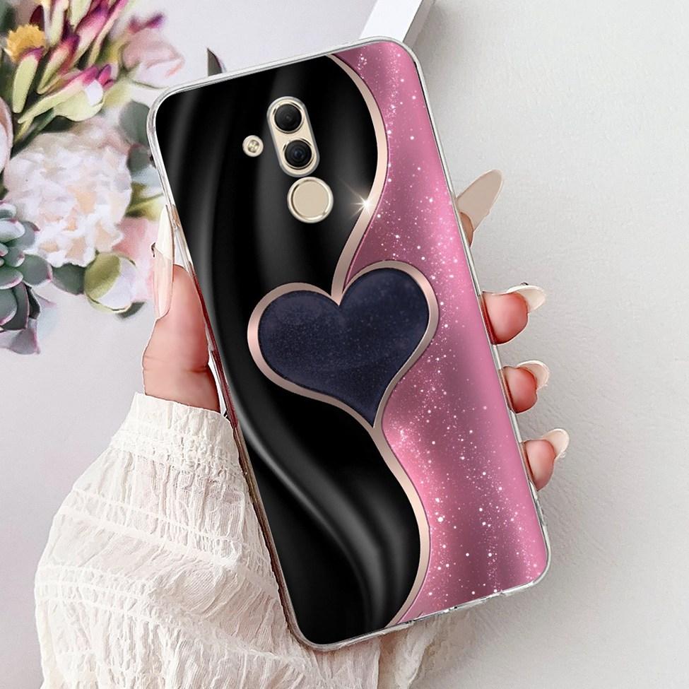 Clear For Huawei Mate 20Lite SNE-LX3 INE-LX2 Back Cover For Huawei Mate 20 Lite Case Cute Cartoon Cat Luxury Flowers Funny Funda