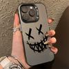 Smiling Devil Print Electroplate Silver IMD Phone Case For iPhone 16 15 14 13 12 11 Pro Max 7 8 Plus X 16E Shockproof Hard Cover