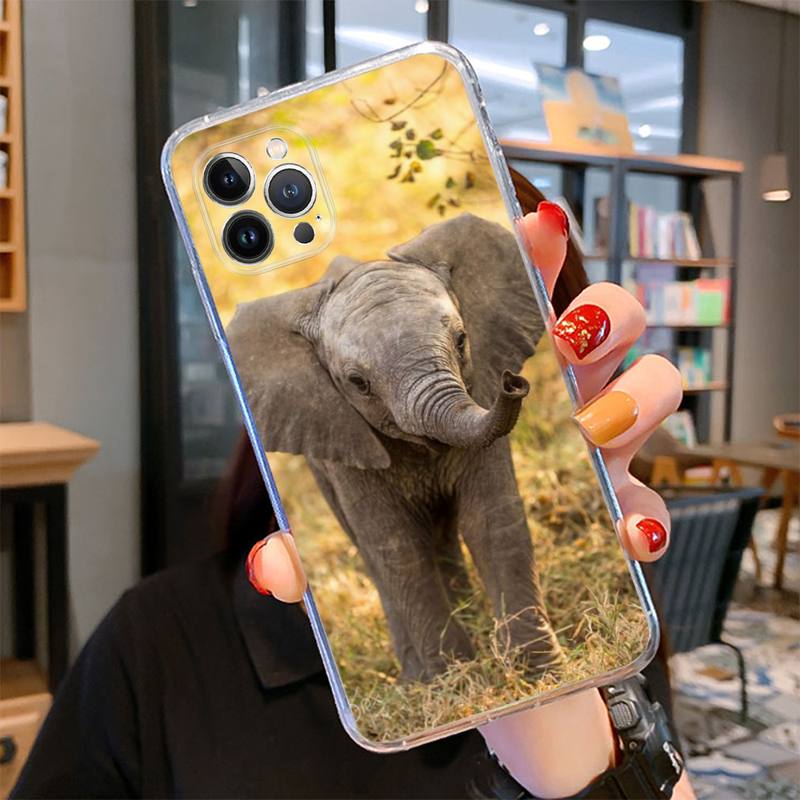 Чехол для телефона с изображением слона для iPhone 14 13 12 11 Pro Max XS X XR SE 2020 6 7 8 Plus Mini Transparent Shell