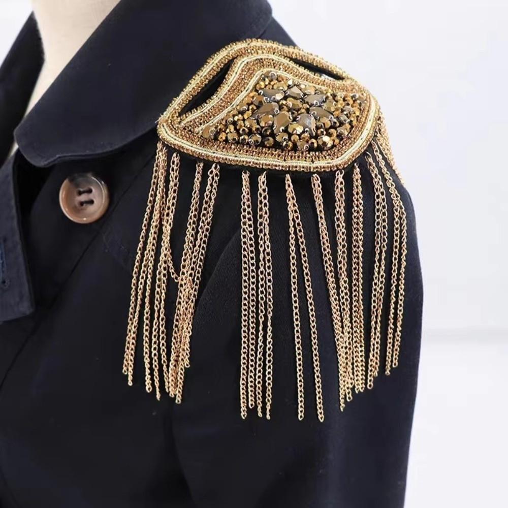 1PC Beaded Decoration Tassel Epaulette Sparkling Shoulder Brooch Pin Clothing Decoration