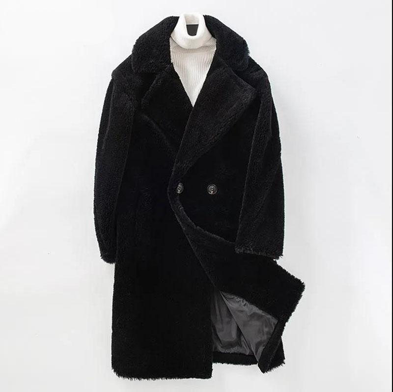 Мужская меховая ветровка, кашемировая парка, зимняя толстая теплая куртка, свободное повседневное пальто, длинное