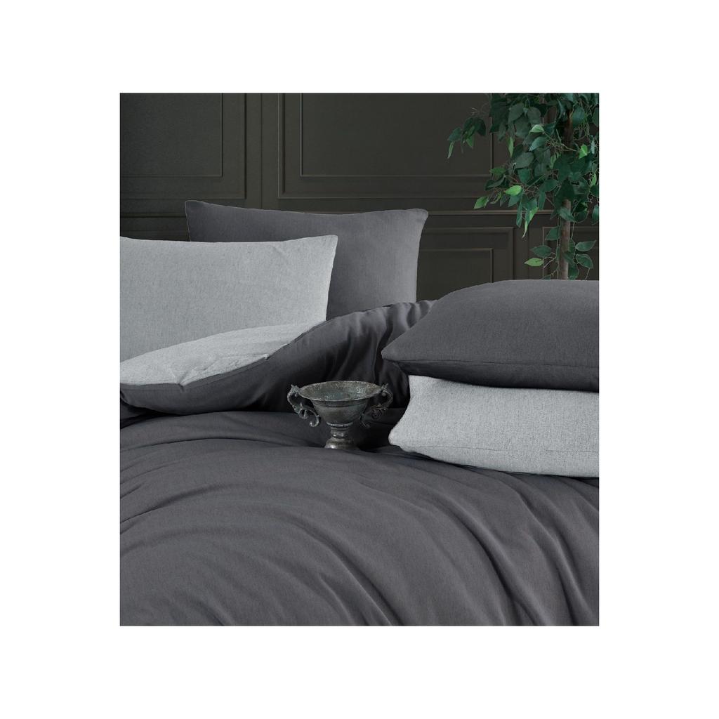 Двойной комплект пододеяльников с простынями | Антрацитовый черный | хлопок