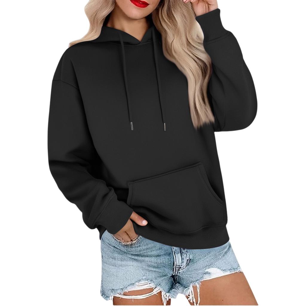 Женская повседневная свободная спортивная толстовка с капюшоном и рукавами реглан из гладкой ткани