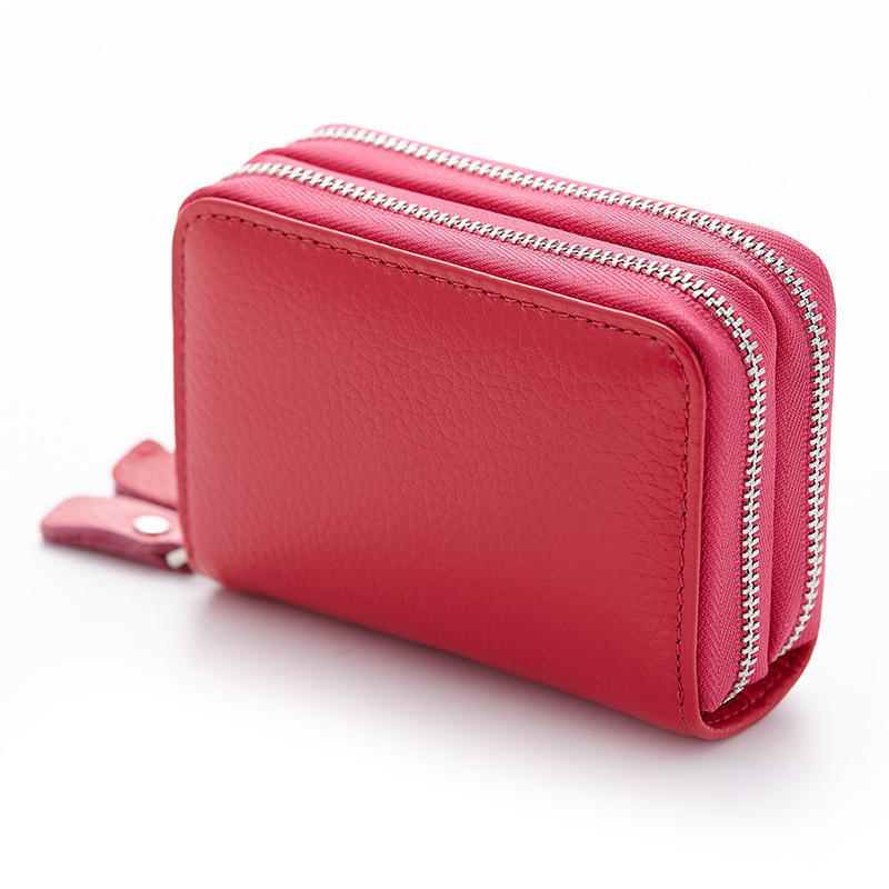 Новый оптовый кошелек для карт, кошелек-органайзер для карт, обложка для карт, кошелек для карт на двойной молнии, многокарточный, из первого слоя коровьей кожи, кошелек для мелочи
