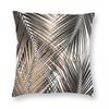 Golden Brown Palm Leaves Square Pillowcase Polyester Linen Velvet Pattern Zip Decor Room Cushion Cover